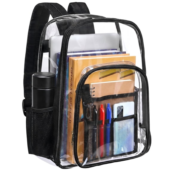 Behome Clear Backpack Heavy Duty PVC, Large Capacity Transparent Backpack with Reinforced Shoulder Straps, Waterproof Clear Bag for Stadium Events, School, Concerts, Festivals