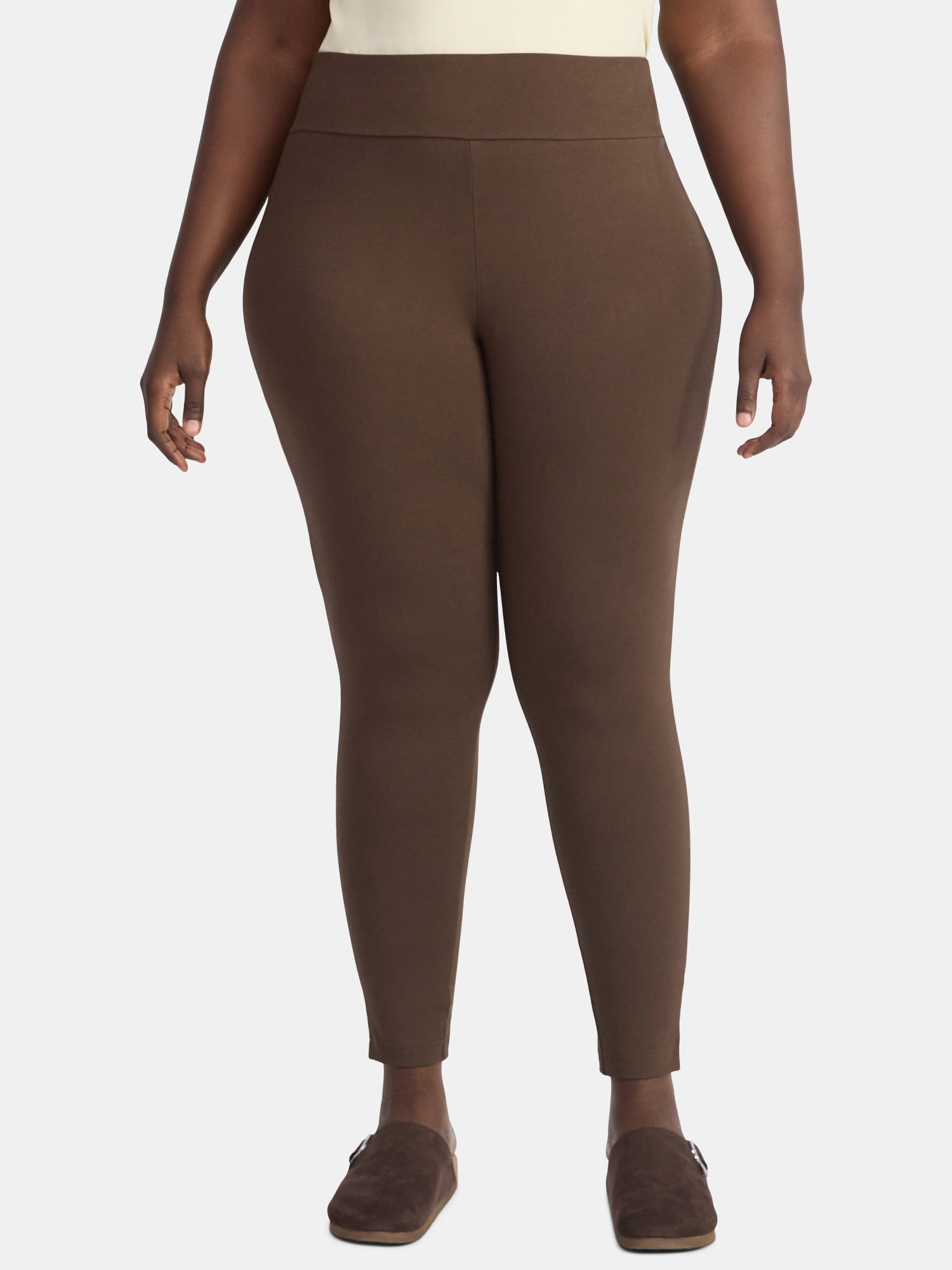 (2 pack) Terra & Sky Women's Plus High Waist Ankle Length Leggings, 27" Inseam, Sizes 0X-5X