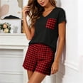 thumbnail image 3 of ZyeKqe Vacation Outfits for Women 2 Piece Summer Sets Crewneck Short Sleeve Shirts Match Plaid Casual Shorts Beach Travel Sets, 3 of 8