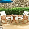 thumbnail image 2 of Gymax 3PCS Patio Rocking Chair Set Round Table Solid Wood Cushioned Sofa Garden Deck, 2 of 9