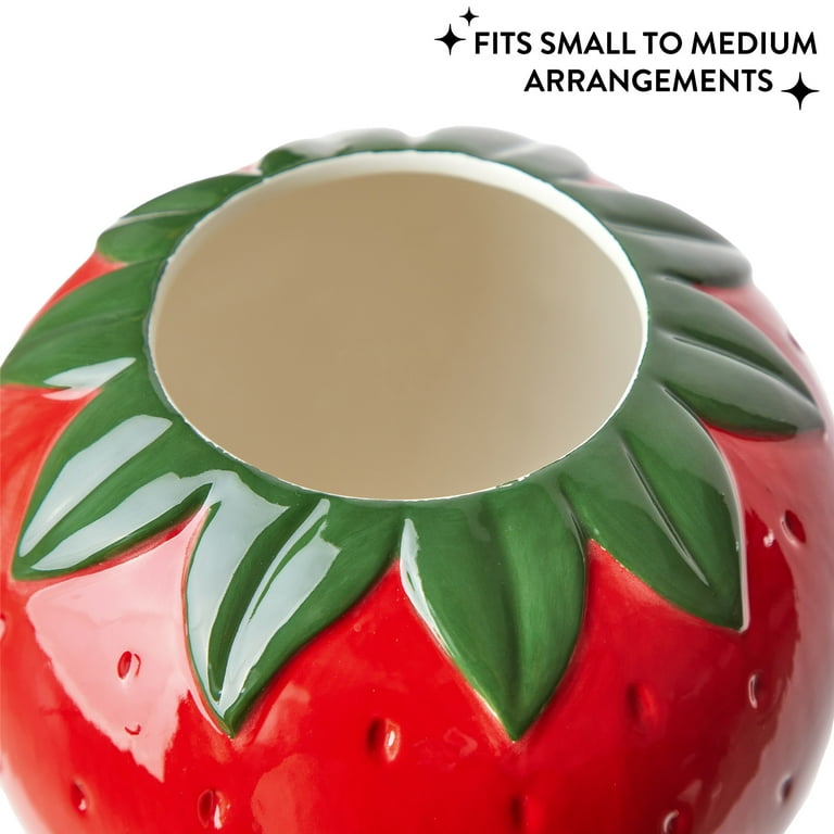 Mainstays Red Strawberry Ceramic Vase, 5.9" L x 6.1" H