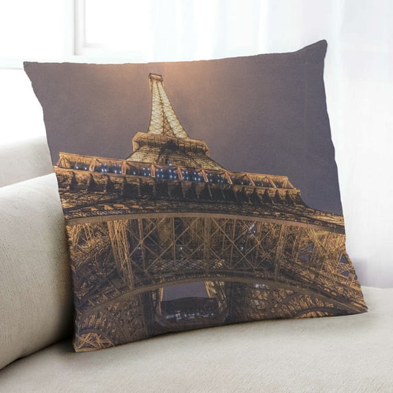 Ahgly Company Sites Eiffel Tower Indoor Throw Pillow, 18 inch by 18 inch