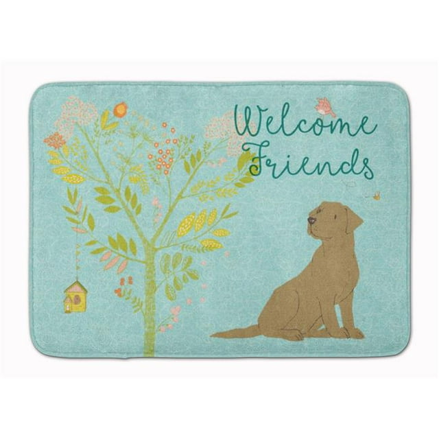 Carolines Treasures BB7597RUG Welcome Friends Chocolate Labrador Retriever Machine Washable Memory Foam Mat