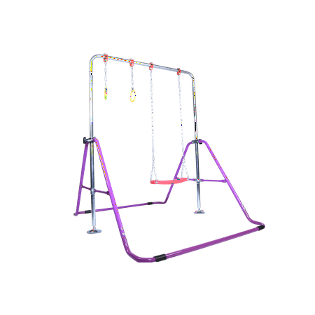 ToyKraft Jungle Gym Balançoire 3 en 1 avec anneaux trapèze, barres de  singe, barre d'entraînement extensible pour junior, intérieur pliable, bleu