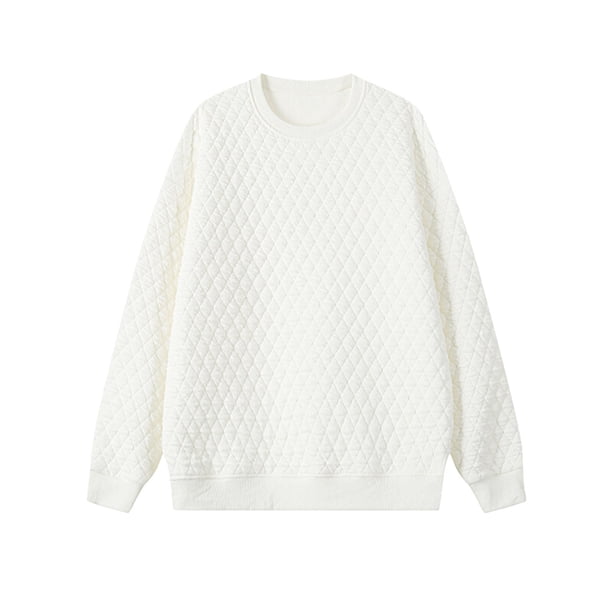 Blusas y camisas de manga larga con cuello redondo para hombre, sudadera con capucha informal de cuadros de color liso con cuello redondo, blusa de poliéster para hombre
