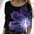 thumbnail image 2 of IROINNID Discount Womens Long Sleeve Tops Lounge Printing Round Neck Loose T-Shirt Autumn Blouse Pullover Tops,Black, 2 of 5