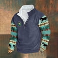 thumbnail image 2 of Nfhtoj Jackets for Men Western Aztec Ethnic Print Vintage Top Long Sleeve Shirt Stand Collar Zip Up Pullover Coat Western Country Sweatshirts for Men, 2 of 3