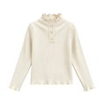 thumbnail image 3 of Sakuulaan Girls Long Sleeve Tops,Ribbed Knit Ruffle Neck Lace Button Fall Winter School Casual Shirt, 3 of 6