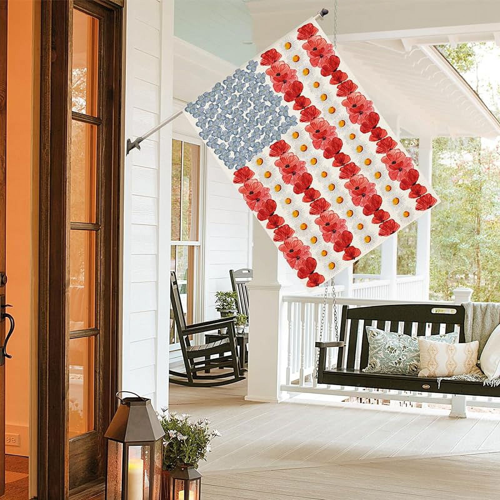 Myosotis Poppy Memorial Day House Flag 3x5 FT Double Sided Outside, Patriotic American Flag Yard Outdoor Decoration