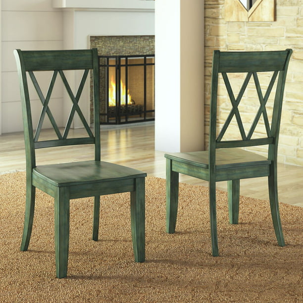 Weston Home Farmhouse Wood Dining Chair with Cross Back, Set of 2