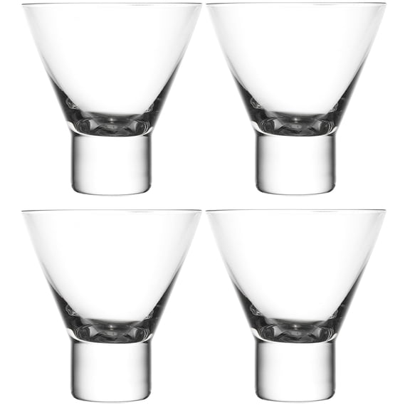 Patzino Premium European Ultra Clear Crystal Sheer Fine Rim Glass Set (Stemless Martini 8 oz / 4 Piece Set)