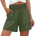 thumbnail image 2 of YueHuiYing Linen Shorts for Women Summer Beach Casual Shorts Comfy Lightweight Vacation Cruise Outfits Lounge Pants with Pockets Green M, 2 of 9