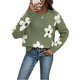 thumbnail image 2 of Yokua Women's Floral Pattern Round Neck Long Sleeve Casual Loose Knit Sweater, 2 of 9