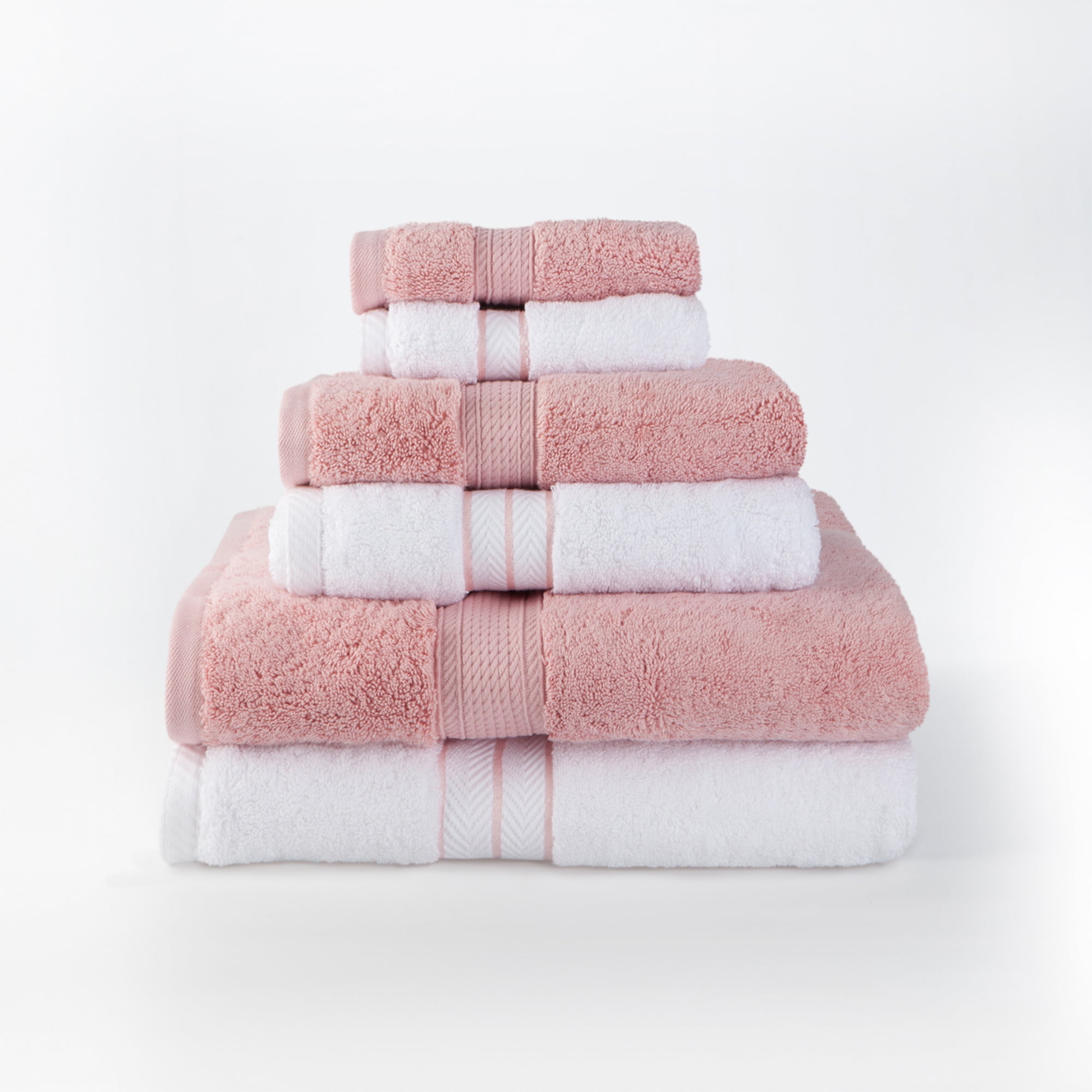 Superior Hymnia Egyptian Cotton 6-Piece Towel Set, Tea Rose - Walmart.com