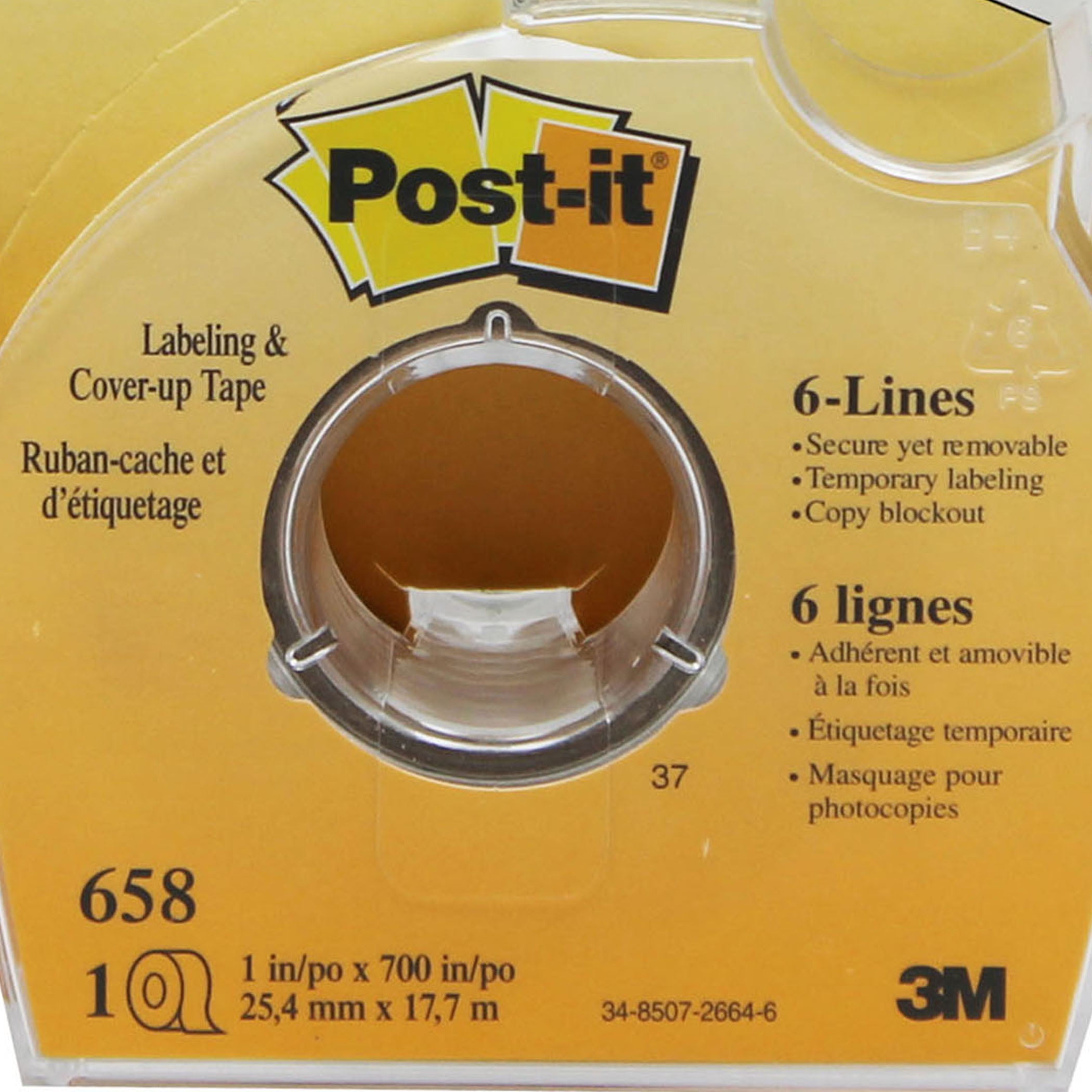 Post-it Labeling & Cover-up Tape, 1" x 700" Per Roll, 3 Rolls