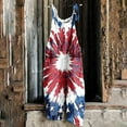 thumbnail image 2 of Cavosen Cotton Overalls for Women Independence Day Oversized Patriotic Jumpsuits Wide Leg Long Overalls with Pocket Red White and Blue Work Rompers, 2 of 5