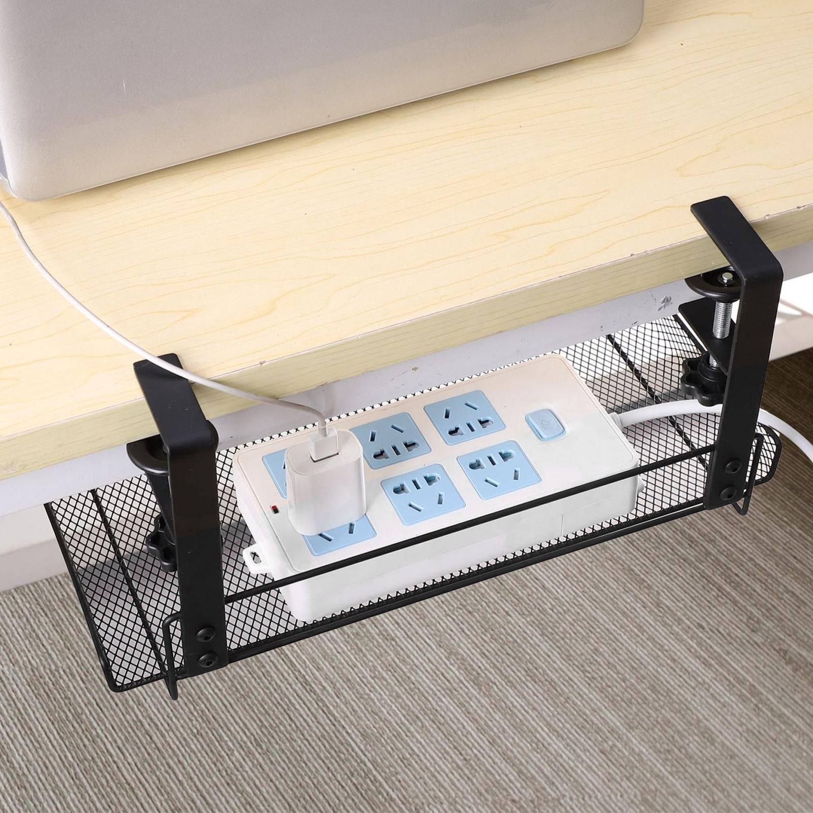 TISHITA under Desk Cable Management Tray Cable Tray No Drill Desk Cable Management Large Space Cable Holder Wire Organizer for School