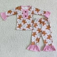 thumbnail image 1 of Ropa de dormir de Papá Noel para niños, conjunto de manga larga, pantalones de puntos azules, ropa de dormir infantil, venta al por mayor, 1 of 2
