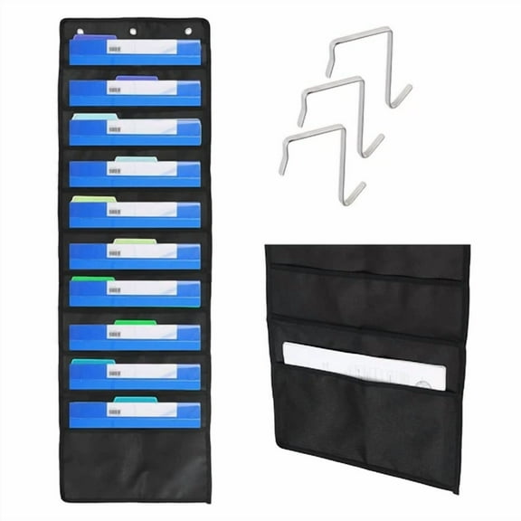 10 Pocket Hanging Files Office Letter Size Wall Mount Holder Storage Organize