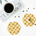 thumbnail image 4 of Gaeub Light Yellow Plaid Sunflower Print 4 Pcs Leather Coasters for Drinks ,Drink Coasters Sets,Drink Table Cup Coasters for Living Room Kitchen Coffee Decor-Hexagon, 4 of 6