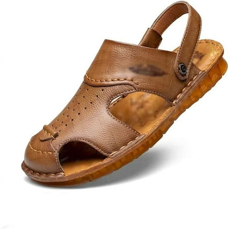

Men s Cowhide Beach Men s Shoes Casual Leather Cow Tendon Soft Sole Beach Men s Sandals Sandalias (Color : D Size : 39)