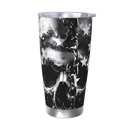 

Ocsxa Chained Skull Artwork Pattern 20oz Travel Coffee Mug with Flip Lid Stainless Steel Insulated Insulated Coffee Mug Thermal Cup with Splash Proof Sliding Lid-Without Straw