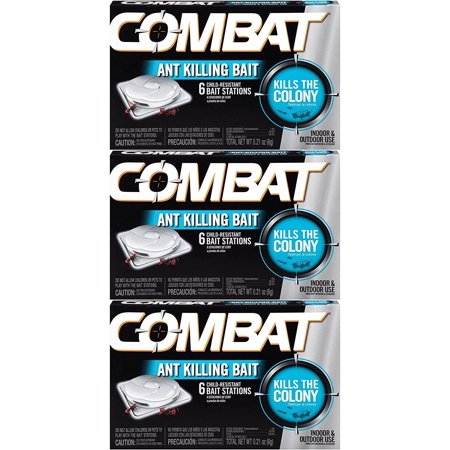 Combat 023400459018 Ant Killing Bait Stations, 6 Count 3 Pack.