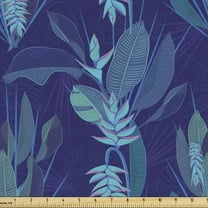 Ambesonne Tropical Fabric by the Yard Upholstery, Exotic Helicona Flower, 5 Yards, Blue Pale Blue and Pink