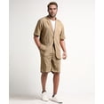 thumbnail image 2 of AZoiNM Men's Short Sleeve Shorts Suit Set Summer Two Button Notch Lapel Loose Fit, 2 of 8