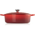 thumbnail image 3 of Le Creuset Enameled Cast Iron Signature Round Wide Dutch Oven, 6.75 qt., Cerise, 3 of 7