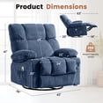 thumbnail image 2 of JMYMRY Swivel Rocker Recliner Chair with Vibration Massage and Heating, Cup Holders and Side Pockets, Adjustable Lounge Chair for Living Room, Blue, 2 of 8