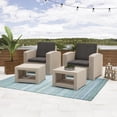 thumbnail image 1 of CorLiving Adelaide 4pc Rust Proof Resin Wicker Chair and Ottoman Patio Set, 1 of 6