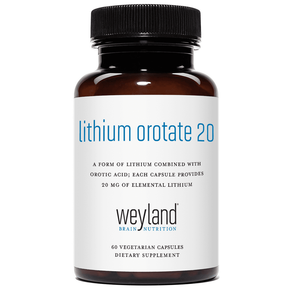 Weyland Brain Nutrition - Lithium Orotate 20mg, 60 Vegetarian Capsules ...