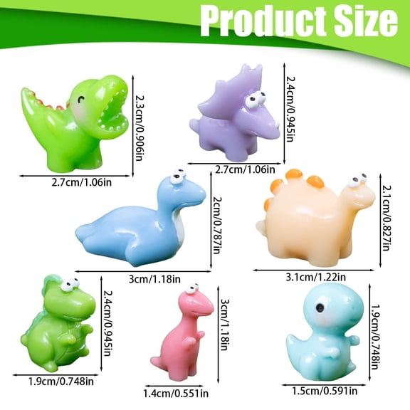 Mini Resin Dinosaur Figurine Set, Cute Colorful Decor for Desk, Dollhouse & Micro Landscapes