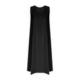 thumbnail image 4 of Women's Casual Dress U Neck Sleeveless Pullover Solid Color Maxi Dress For Daily Wear Comfortable Flowy Summer Dress With Wide Straps, 4 of 5