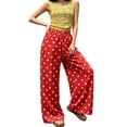 thumbnail image 7 of COMVALUE Palazzo Pants for Women Wide Leg Flowy Pants with Pockets Elastic Mid Waist Summer Beach Vacation Outfits Lightweight (Red, XL), 7 of 7