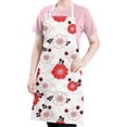 thumbnail image 5 of Pioneer Flower Floral Print Pattern Apron for Women and Men, Cotton Linen Waterproof with Pockets, Adjustable, 33x27 Inch for Kitchen, Gardening, BBQ, Salon, 5 of 6