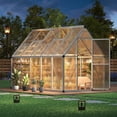 thumbnail image 5 of EastVita 6x9 Ft Aluminum-Framed Polycarbonate Greenhouse Kit Adjustable Roof Vent Clear Pop-up Greenhouse Sliver, 5 of 7