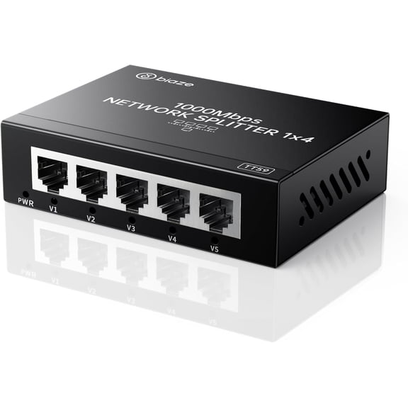 4-Port Ethernet Splitter, Gigabit LAN Network Hub Adapter 1 to 4, Plug & Play Internet Cable Connector for Home/Office/School, Cat6 RJ45 Splitter for PC/Modem/Router/Gaming (1000Mbps)