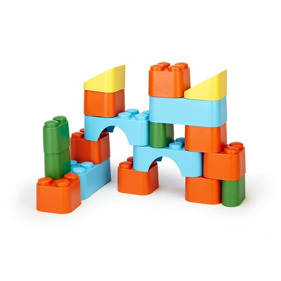 Green Toys 18 Blocks Piece Set, 100% Recycled Plastic, for Unisex Toddlers 1+