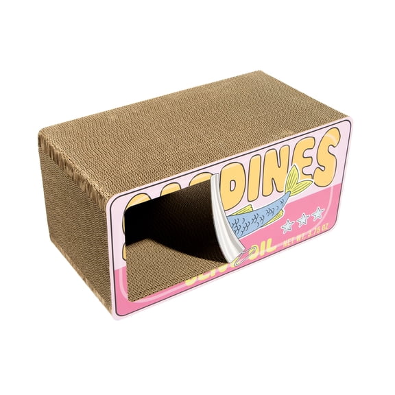 Oodles Multicolored Sardine Can Durable Corrugated Cardboard Cat Scratching Pad, One Size