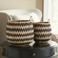 thumbnail image 3 of Household Essentials Woven Basket, Set of 2 Decorative Baskets, Large and Small, Natural with Black Pattern, 3 of 8