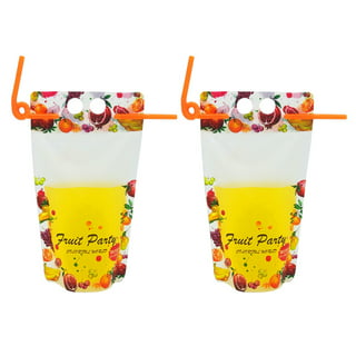 C CRYSTAL LEMON 100PCS Drink Pouches for Adults with Straw