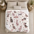 thumbnail image 5 of Playful Sphynx Cat Lovers Pink Paw Print Yarn, Playful Pet Portrait Pattern, Warm Flannel Blanket for Living Room and Reading Nook, Cat Lovers Friendship Gift, Pet Lover Home Decor, 5 of 9