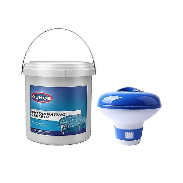 Pastillas de cloro multifuncionales, aptas para piscinas, jacuzzis, spas, mesas de limpieza de piscinas, clarificadores de agua, productos químicos para piscinas, 300 unidades, dosificador