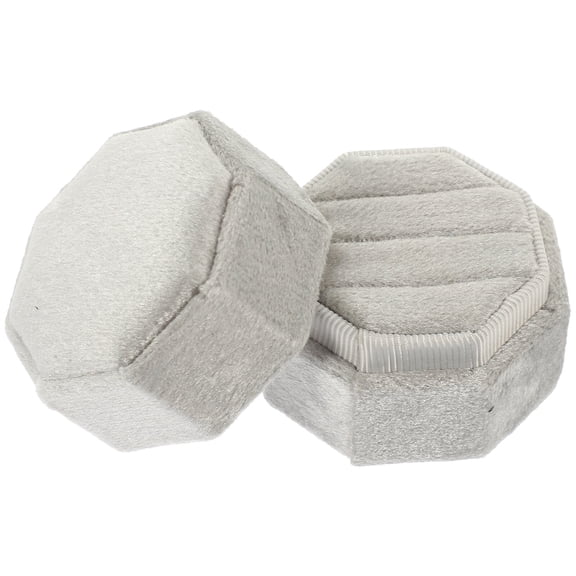 ROMANSENTIAL Small Shaped Engagement Rings Box Grey for Jewelry Display and Storage