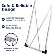 4 Step Ladder, Upgo Folding Step Stool with Extra Wide Anti-Slip Pedal, 330lbs Lightweight Portable Sturdy Steel Ladders with Handgrip for Household Kitchen Office Outdoor