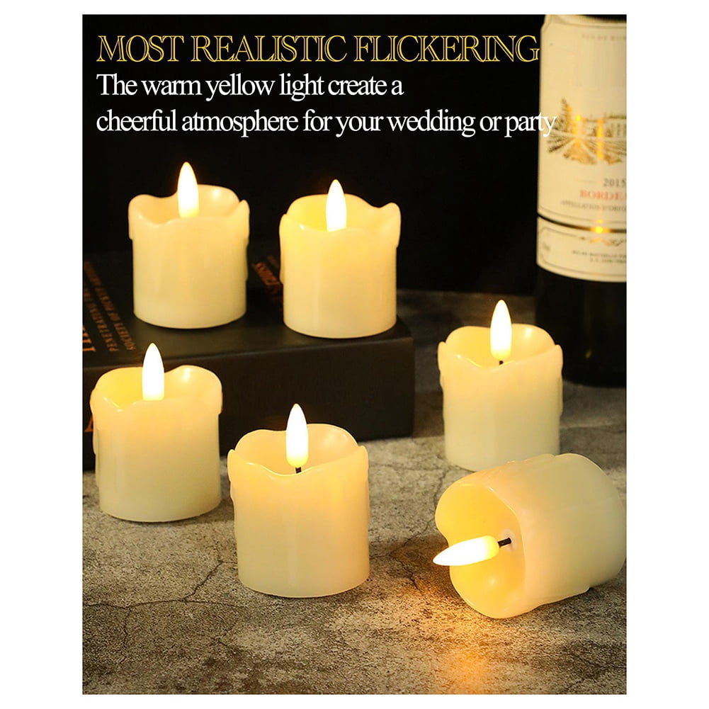Flickering Flameless Votive Candles with Remote Timer, Battery Operated LED Candles for Wedding Dinner Table Decor
