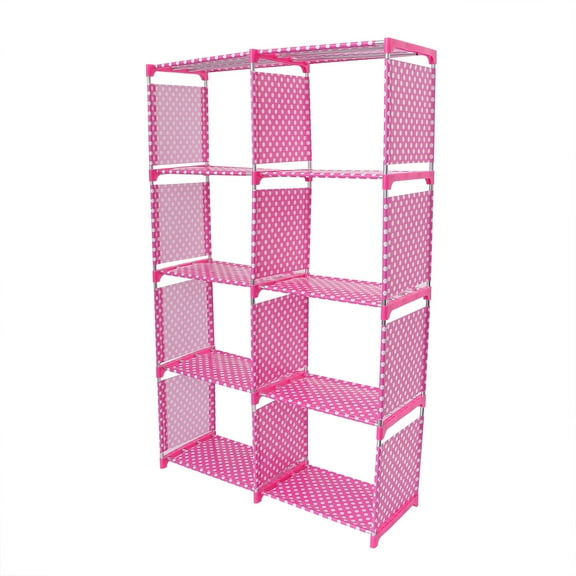 WORGEOUS  Double Row Bookshelves Bookshelf Rack for Bedroom Storage Shelving Student Pink