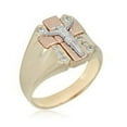 thumbnail image 5 of AVORA 10K 3-Tone Gold Simulated Diamond CZ  Men's Cross with Jesus Fashion Ring  - Size 10, 5 of 5